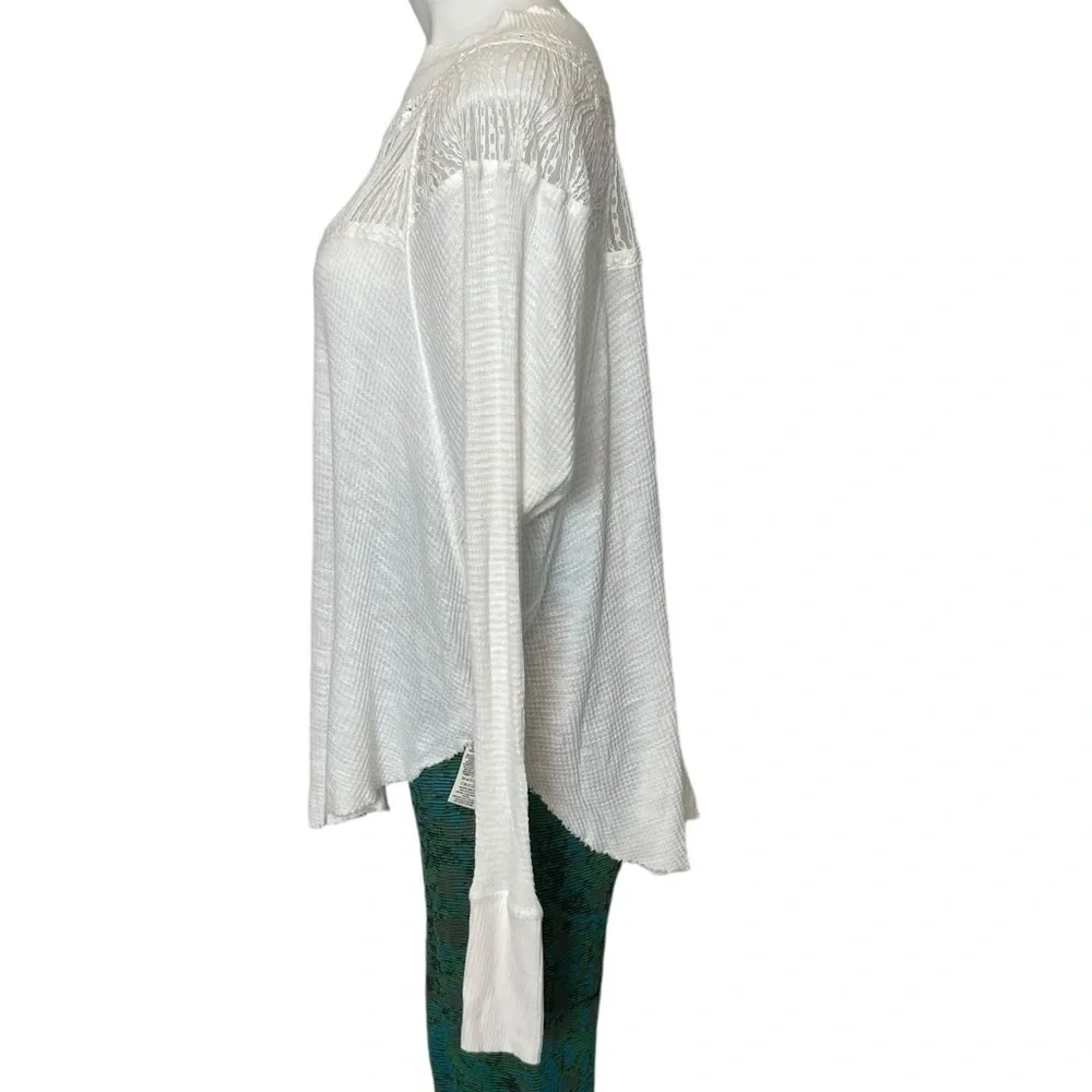 Free People - Spring Valley Long Sleeves Top | Women Small | Ivory Crotchet Lace